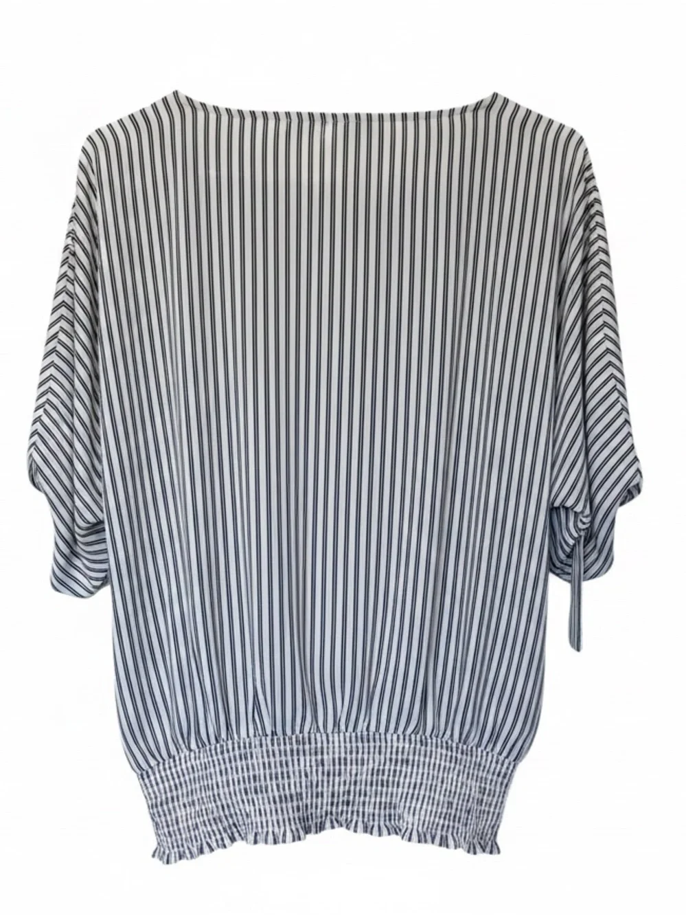 Michael Kors Black & White Striped Tie-Sleeve Blouse